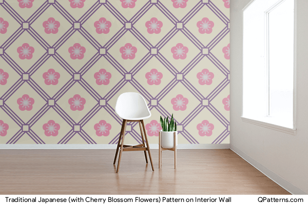 Traditional Japanese (with Cherry Blossom Flowers) Pattern on interior-wall