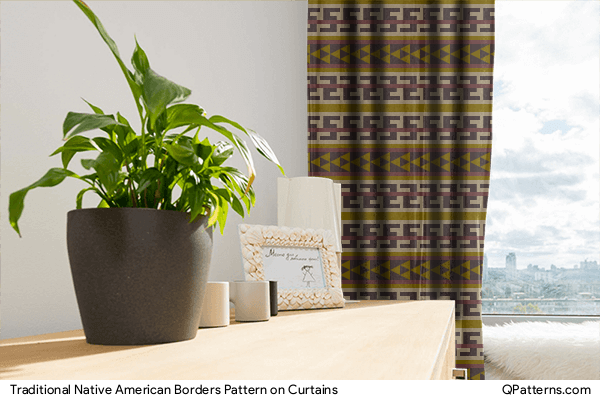 Traditional Native American Borders Pattern on curtains