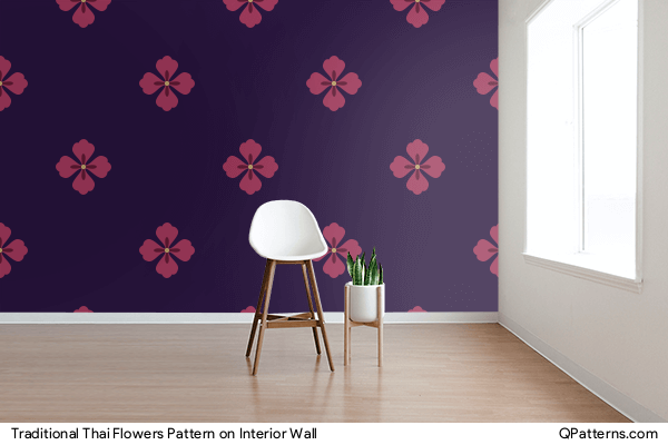 Traditional Thai Flowers Pattern on interior-wall