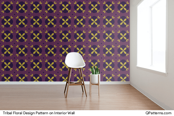 Tribal Floral Design Pattern on interior-wall