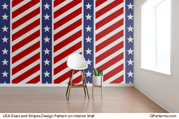 USA Stars and Stripes Design Pattern on interior-wall